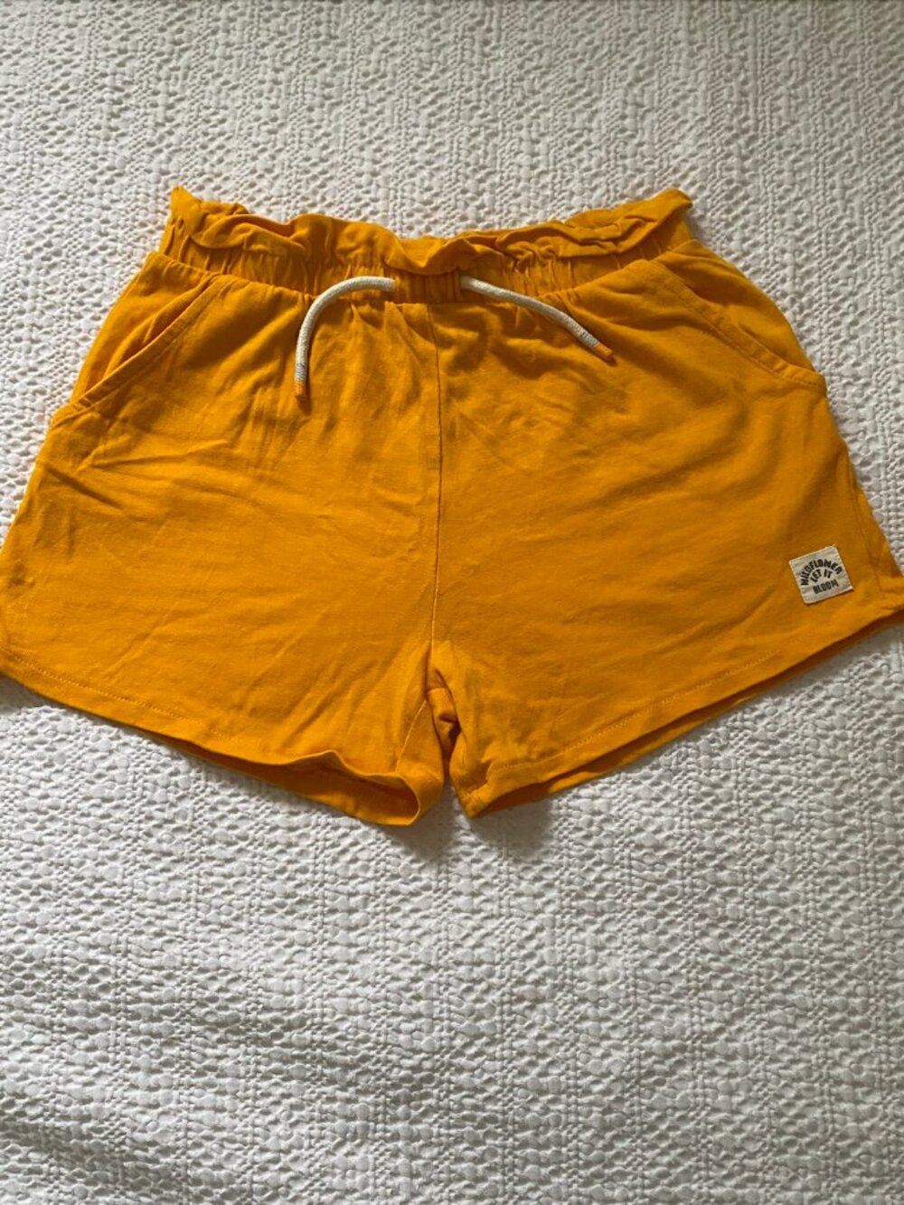 Zara Kids Mustard Yellow Drawstring Shorts Size 11-12 Years 100% Cotton